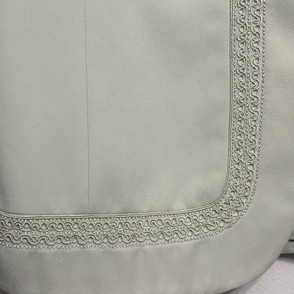 Vintage Le Suit Pastel Green Jacket and Skirt Suit with Beaded Trim 16W - Picture 4 of 8